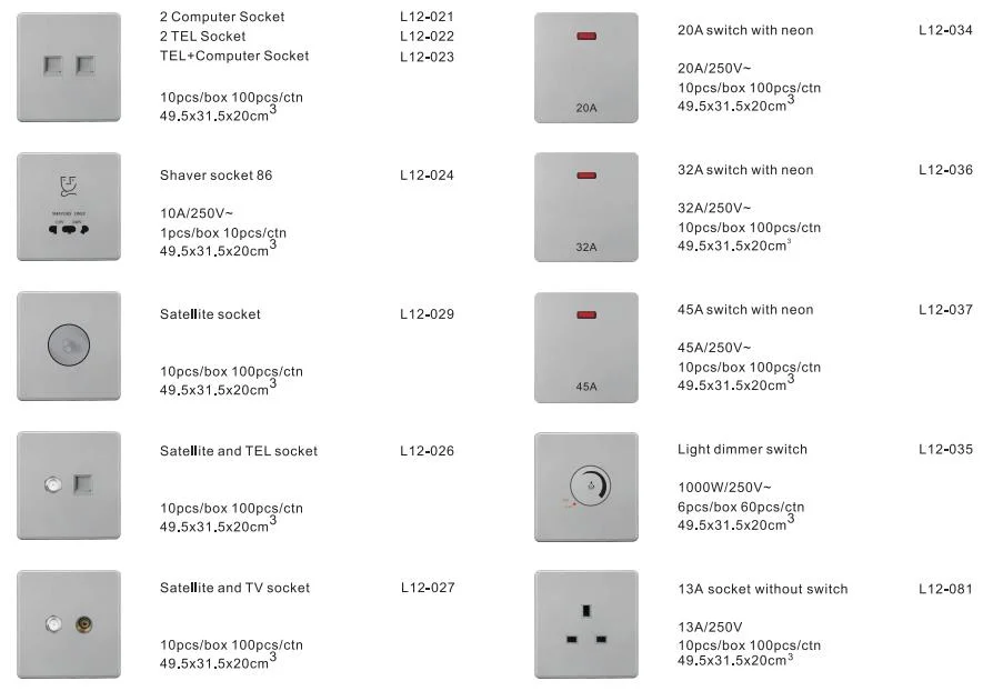 Colourful Switch Socket Wall Electrical Series Hotel