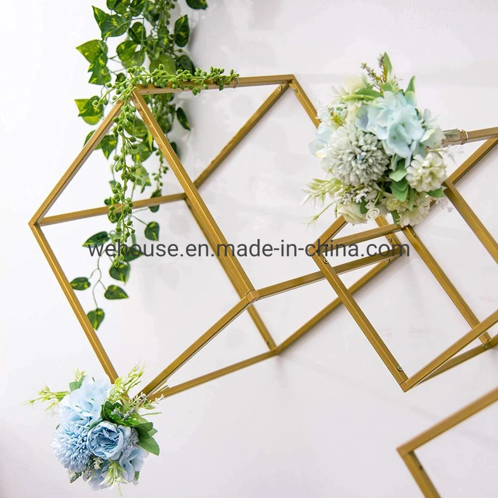 We House Hardware 48&quot; Rectangular Gold Metal Wedding Flower Stand Geometric Column Frame Centerpiece