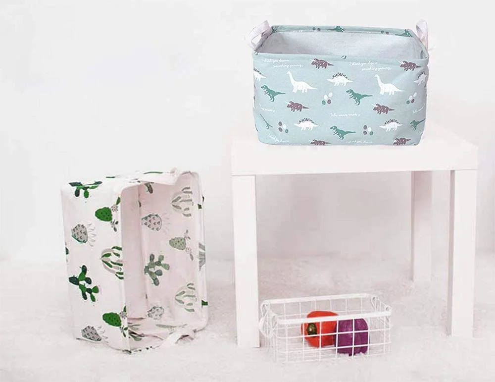 Rectangular Fabric Storage Box Collapsible Dinosaur Storage Bins Toy Storage Basket Canvas Collapsible Toy Organizer for Nursery