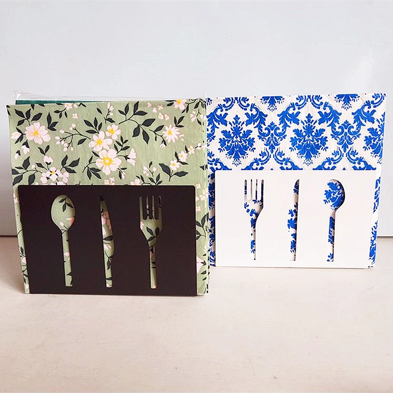 Factory Sells 3D Metal Iron Cutlery Napkin Holders for Dining Table