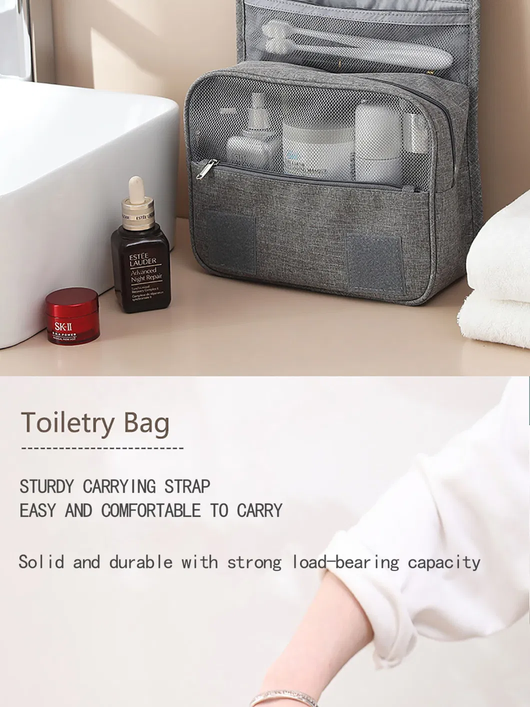 Waterproof Hangable Portable Travel Makeup Cosmetic Case Hanging Toiletry Bag