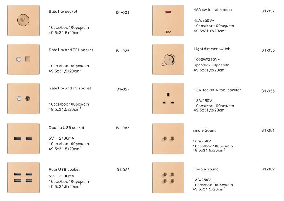 Colourful Switch Socket Wall Electrical Series