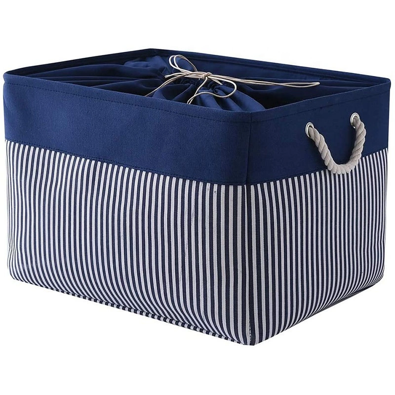 Large Canvas Storage Basket with Lids Decorative Storage Basket for Shelves