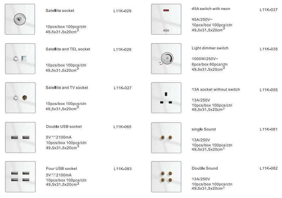 Colourful Switch Socket Wall Electrical Series Multi Function