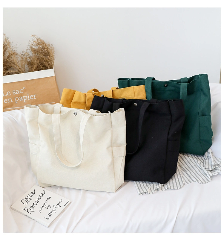 Solid Color Oversized One-Shoulder Tote Bag All-in-One Canvas Bag for Women