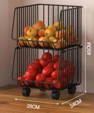 Kitchen Organizer Trolley Rotating Square Fruit Vegetables Basket Bowl Storage Fruit Kitchen Vegetable Storage