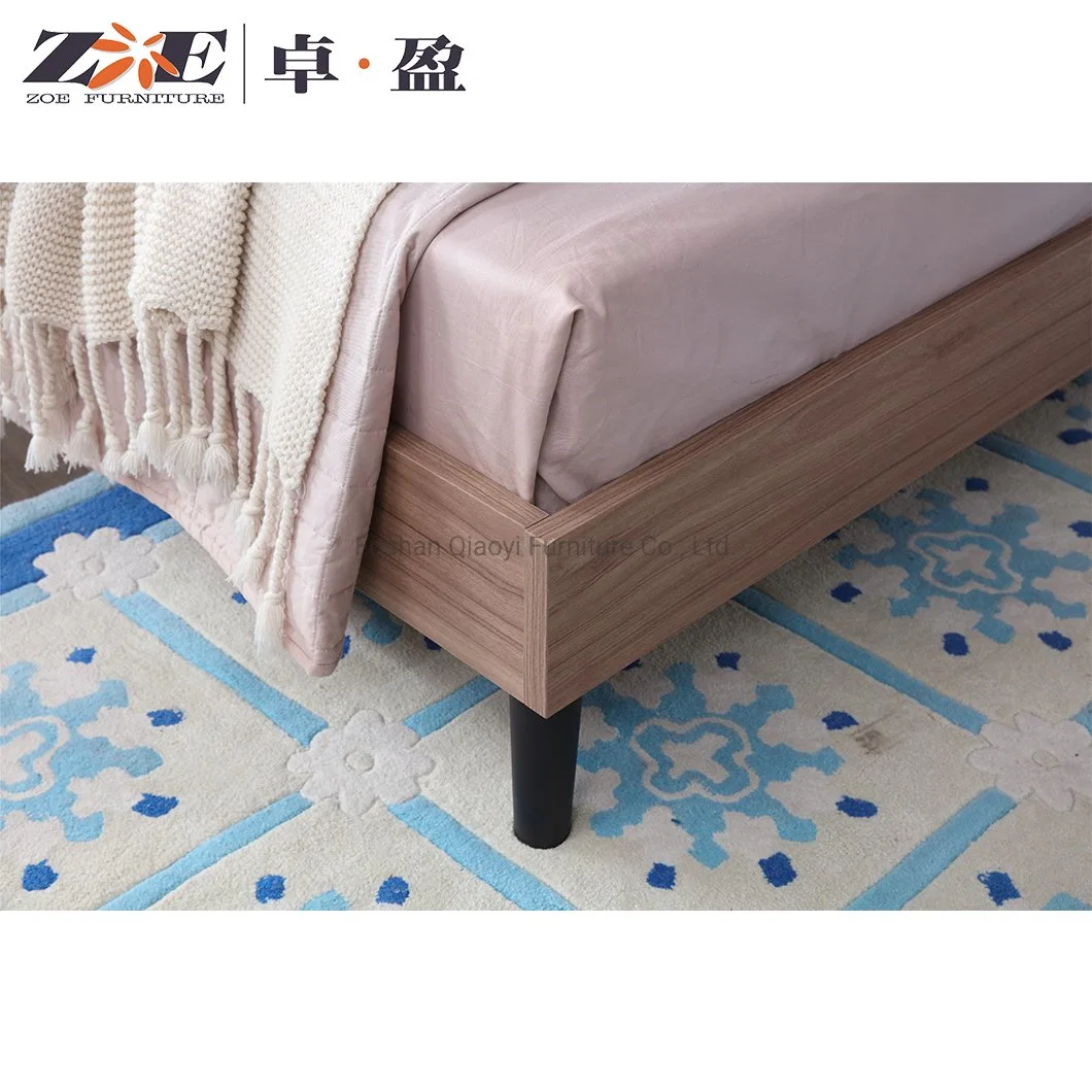 Modern Design MDF Bed Frame with USB Charging LED Light Bedroom Furniture Upholstered Double Bed