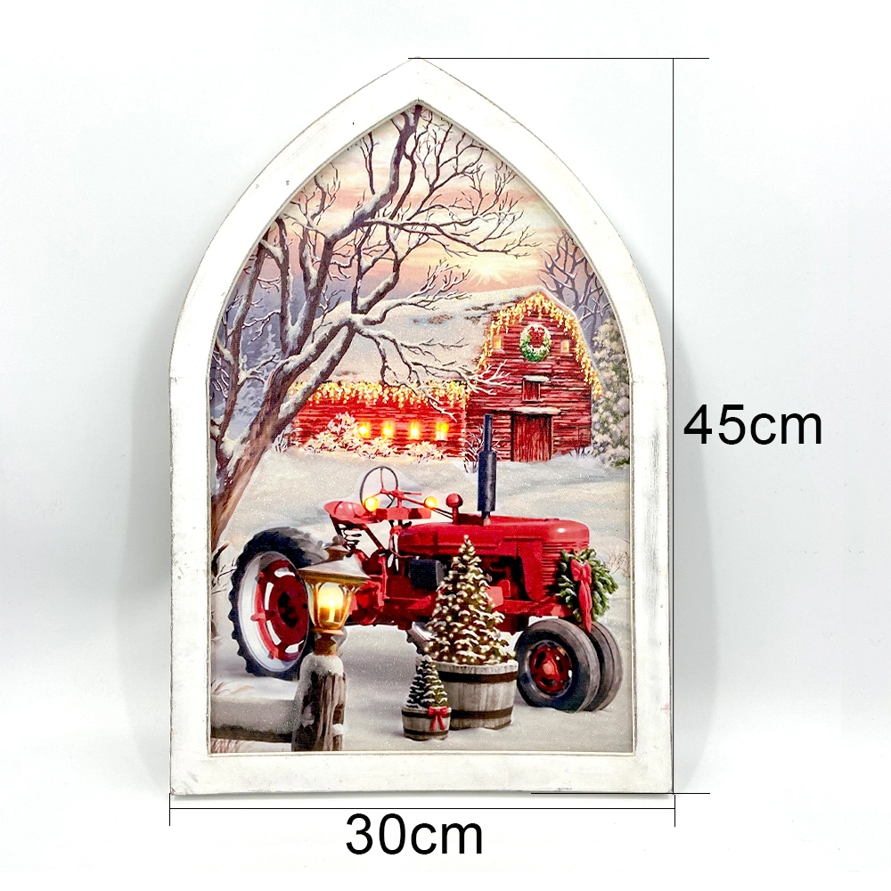 Christmas White Window Frame LED Lights Christmas Background Wall Art