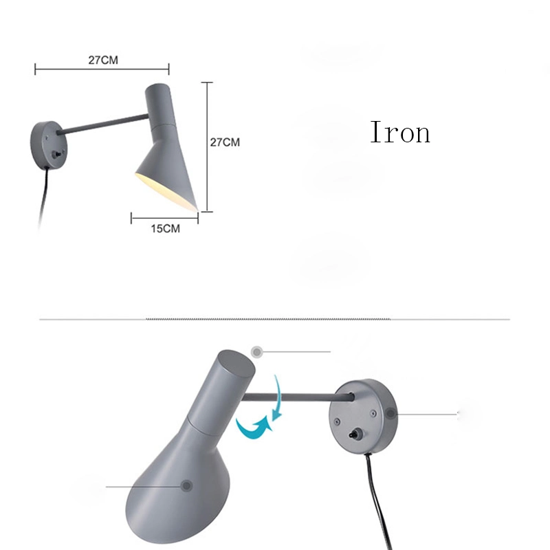 Colourful Iron Wall Lamp Sconces Study Reading Lamp Living Room Plug in Wall Sconce (WH-OR-163)