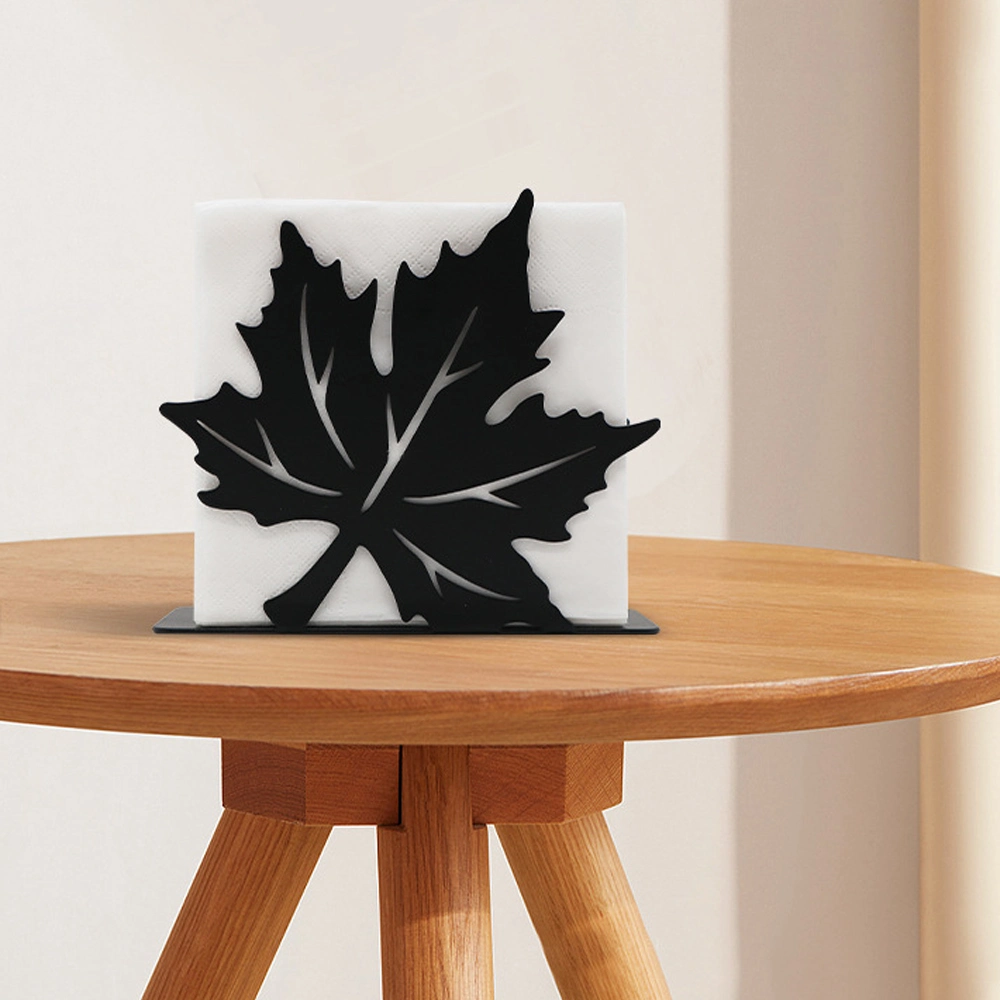 New Modern Black Metal Design Maple Leaf Table Napkins Holders