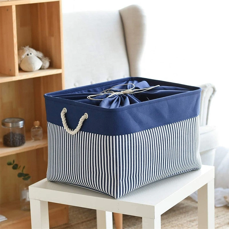 Large Canvas Storage Basket with Lids Decorative Storage Basket for Shelves