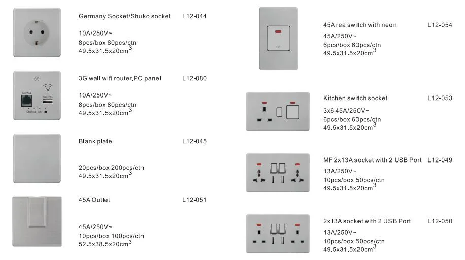 Colourful Switch Socket Wall Electrical Series Hotel