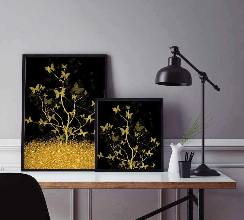 Wholesale Decorative Canvas Wall Art HD Print Gold Foil Frame Canvas Wall Art for Living Room