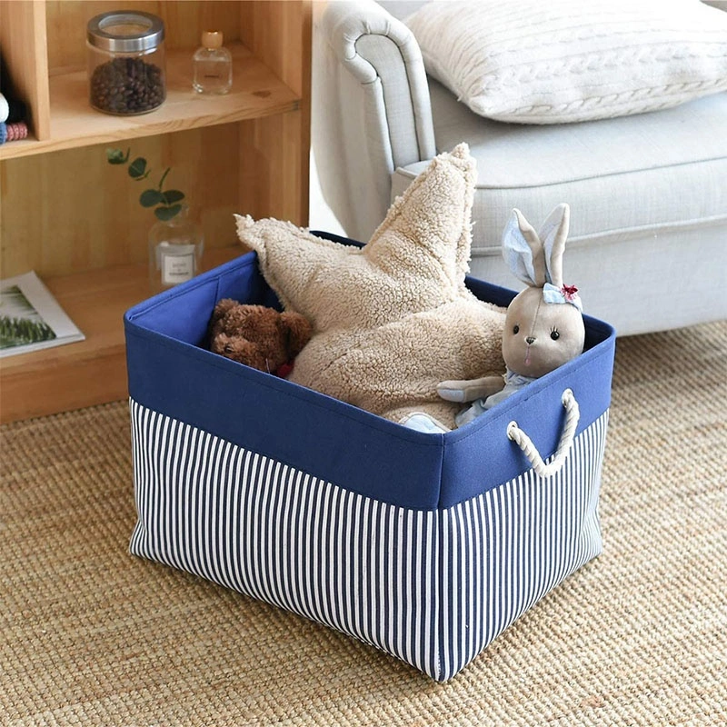 Large Canvas Storage Basket with Lids Decorative Storage Basket for Shelves