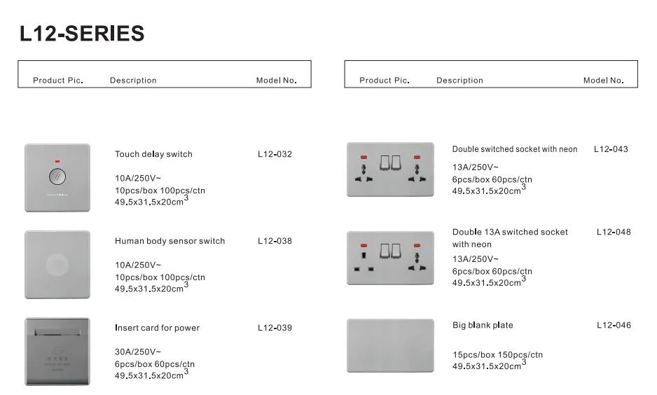 Colourful Switch Socket Wall Electrical Series Hotel