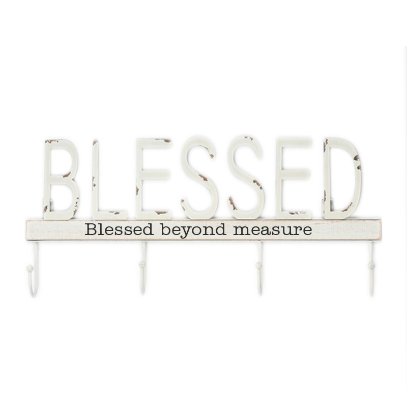 Home Blessed / Welcome / Smile / Family / Dream / Happy Home Metal Key Holder Hooks Wall Amount Iron Cloth Hanger