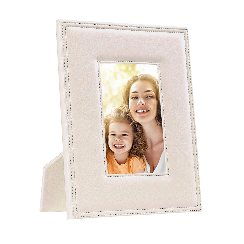 Vertical Horizontal Desk Wall PU Picture Holder Faux Leather Tabletop Photo Frame