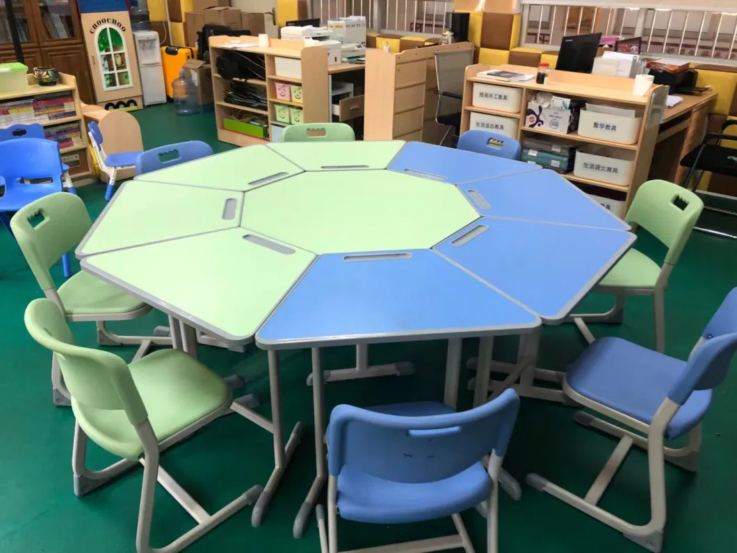 Modern School Classroom Furniture, Trapezoid Student Table Furniture, Preschool Children Furniture, Kindergarten Metal Furniture, Primary School Furniture