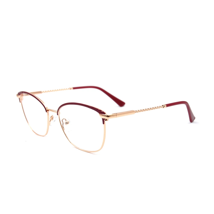 New Design Fashion 2019 Latest Optical Eyewear Frames Cat Eye Metal Big Frame with Twist Temple