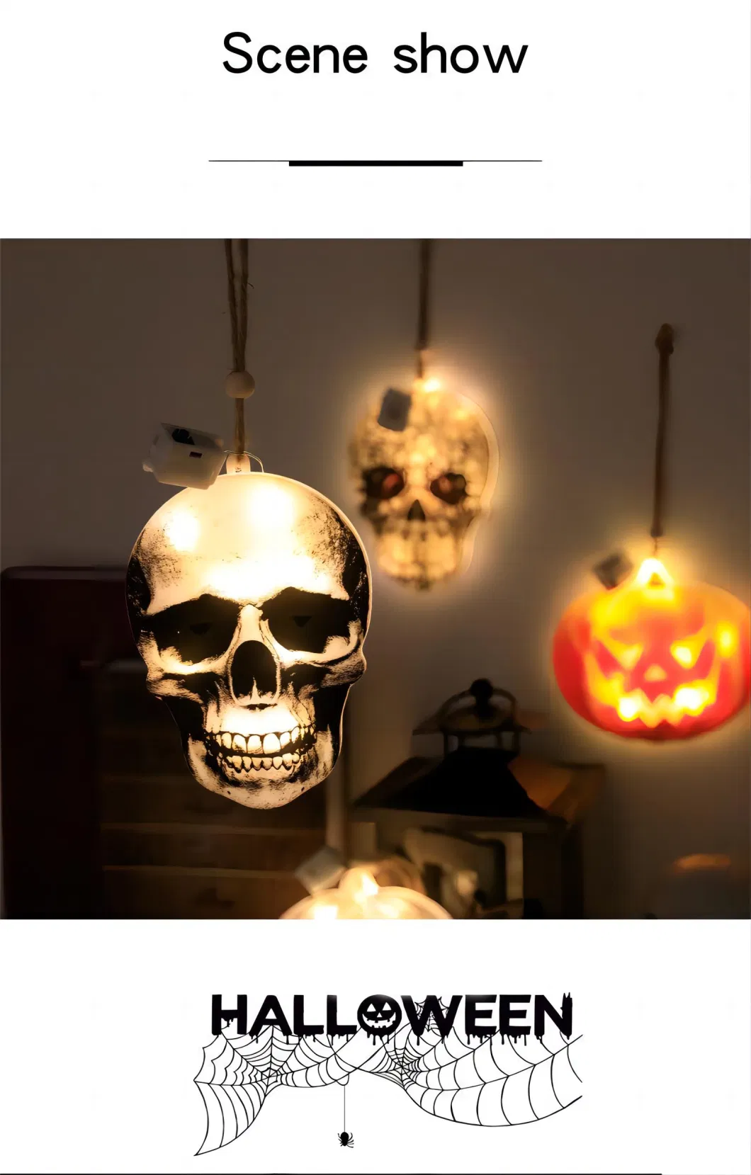 Halloween Party Lights String Skeleton Lights Multiple Small Skeletons Composed of LED Decorative Lights Door Hanging