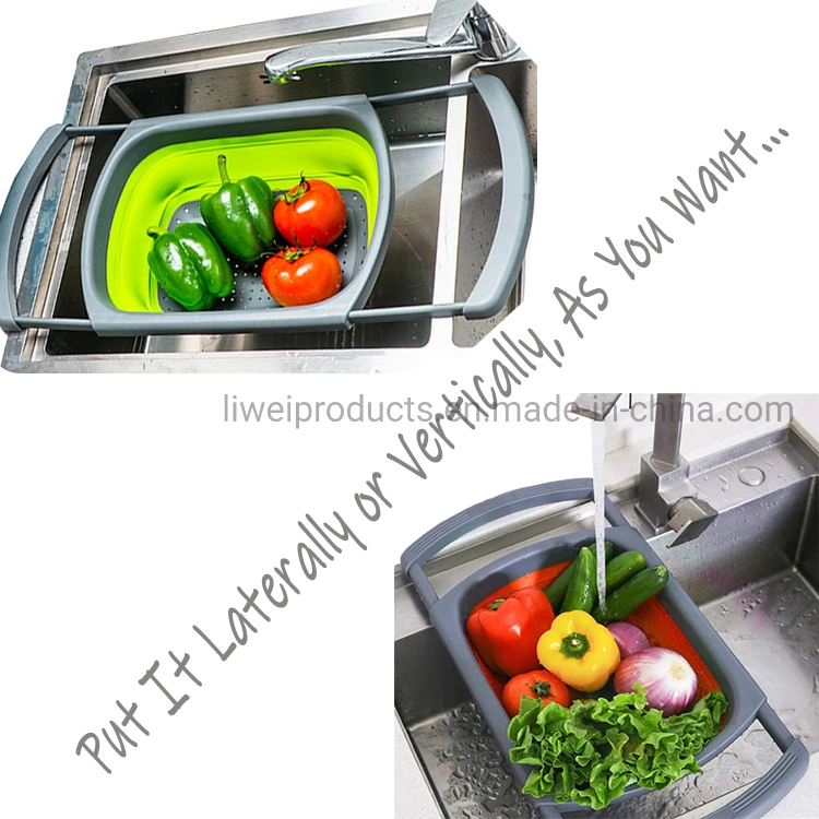 Handy Silicone Veggies Folding Drain Basket for Wash Fruits Vegetables