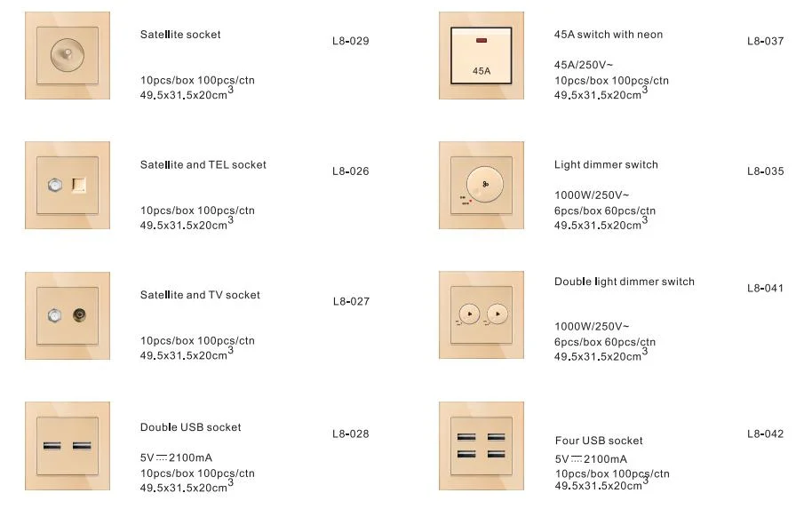 Colourful Switch Socket Wall Electrical Series for Hotel