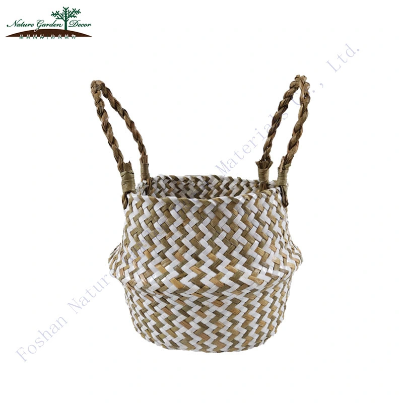 Amazon Hotsale Woven Baskets Storage with Handle Plant Decor Seagrass Basket