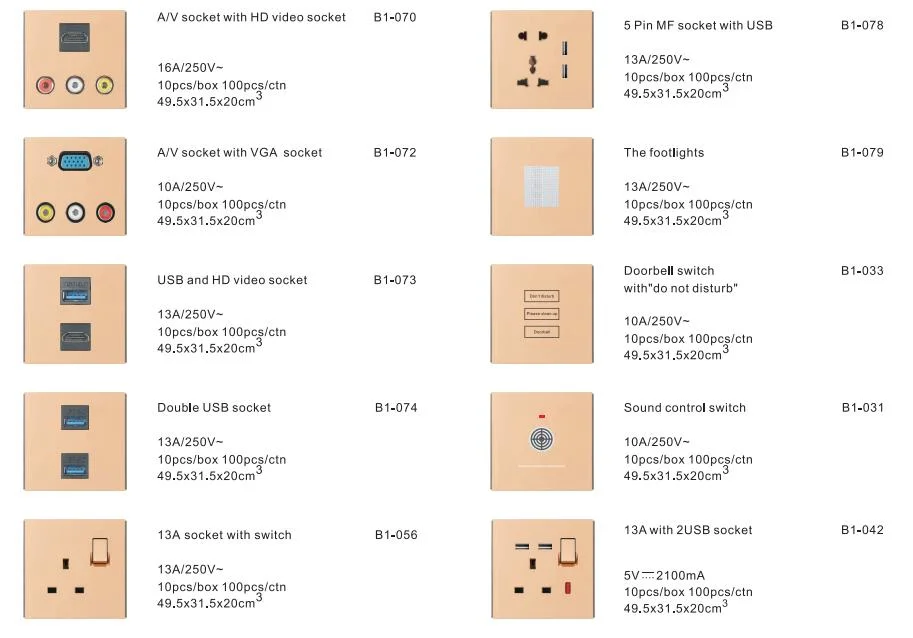 Colourful Switch Socket Wall Electrical Series