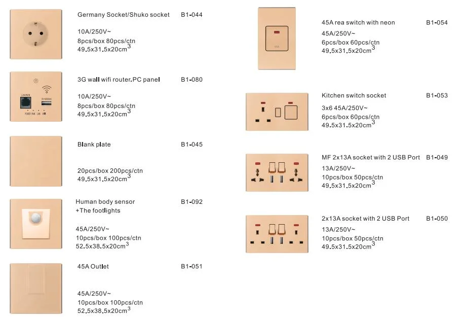 Colourful Switch Socket Wall Electrical Series