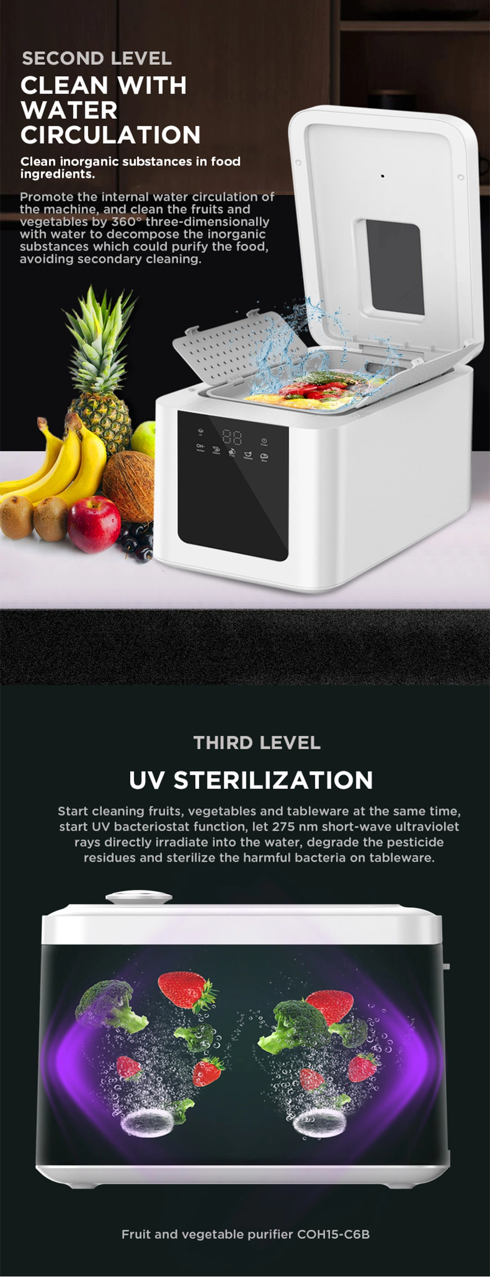 Olansi Food Grade Home Unique UVC Technology Ultrasoni Water Fruit and Vegetables Sterilizer machine