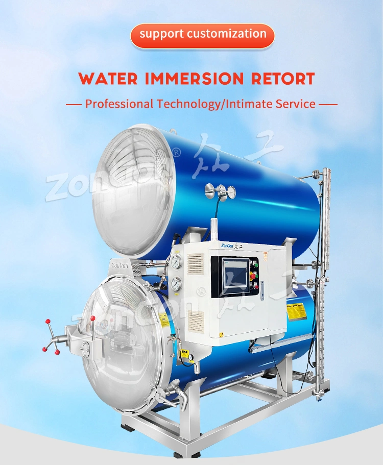 Water Immersion Big-Head Packaging Food and Beverage Sterilizer Retort Machine