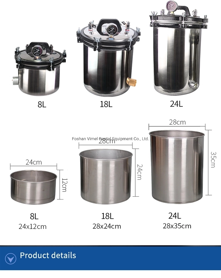 Portable High Pressure Steam Sterilizer Vertical Medical High Temperature Autoclave Sterilizer