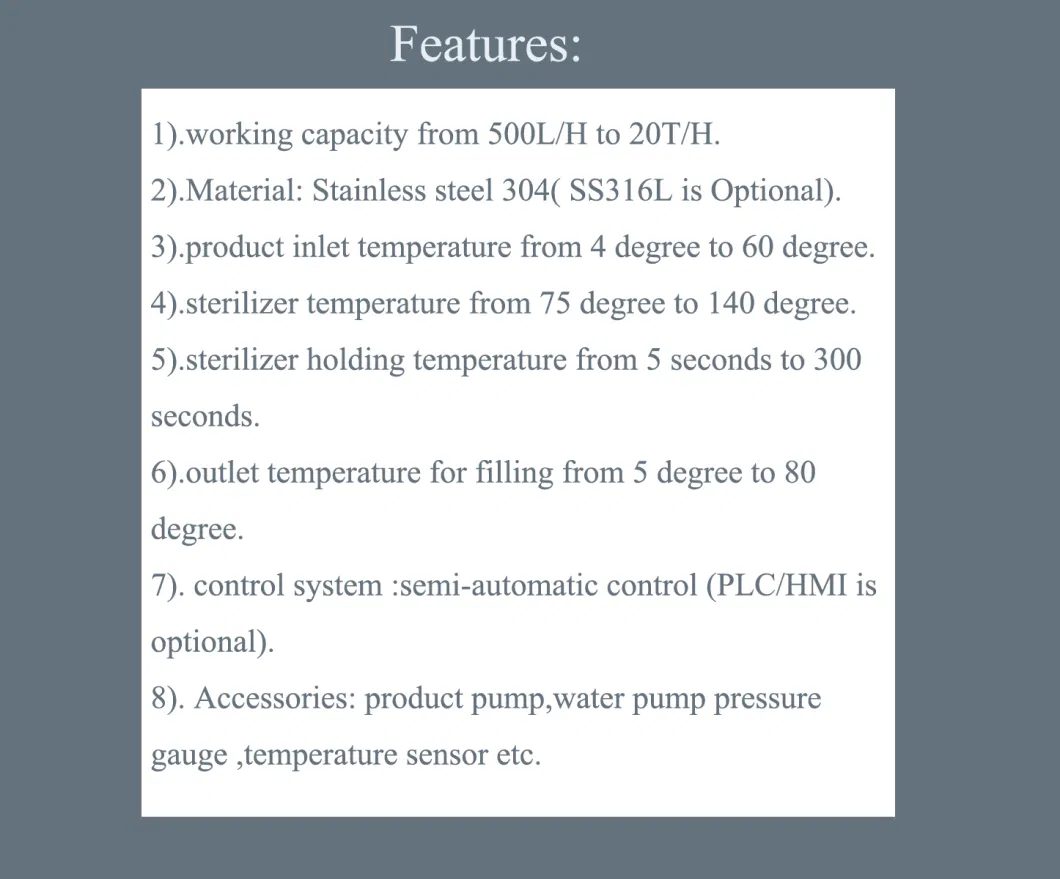 Joston Automatic 1-10t/H Smoothie Coocnut Soy Milk Orange Tomate Juice Syrup Yogurt Juice Uht Tubular Pasteurizer Sterilizer