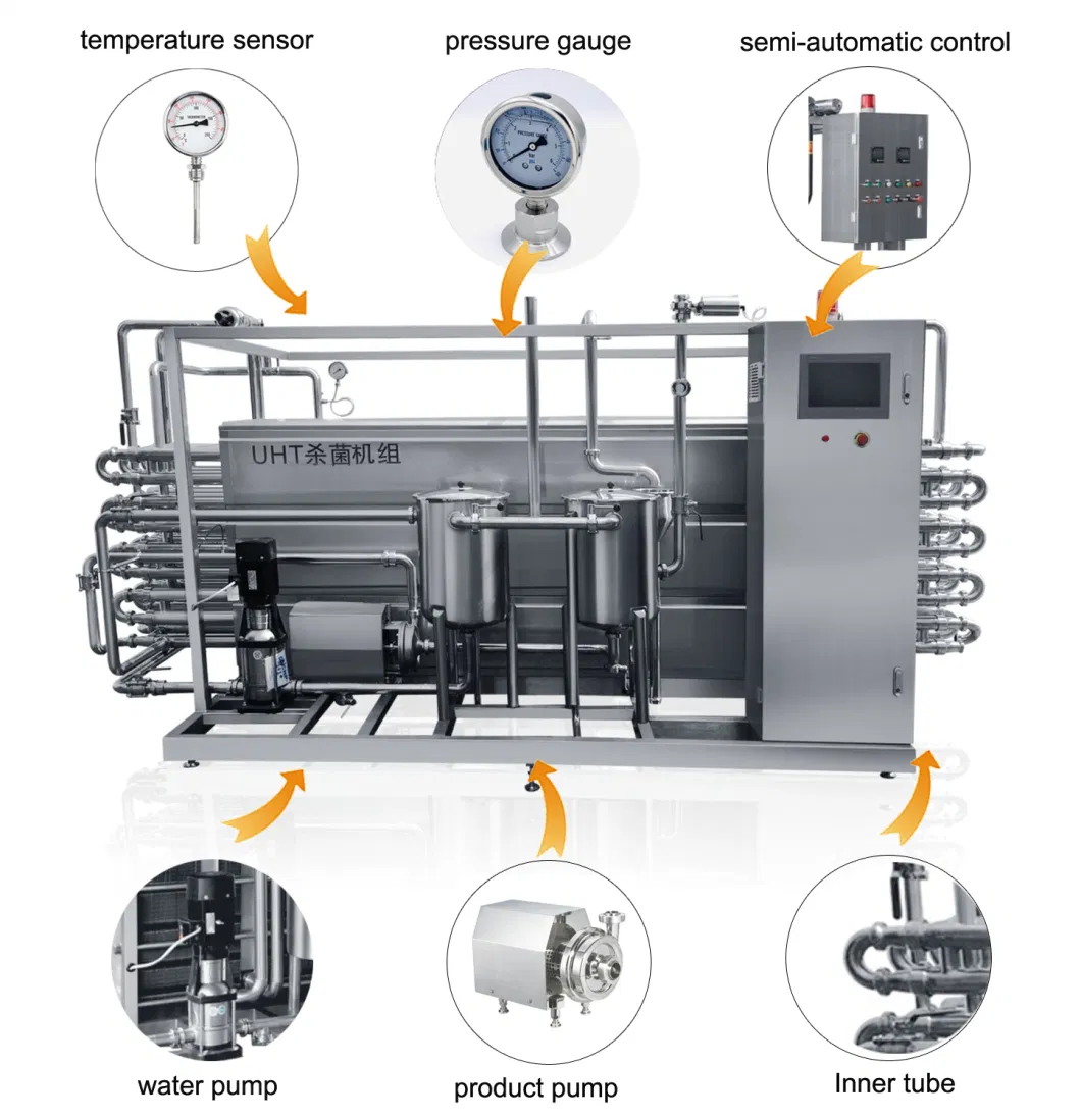 Joston Automatic 1-10t/H Smoothie Coocnut Soy Milk Orange Tomate Juice Syrup Yogurt Juice Uht Tubular Pasteurizer Sterilizer