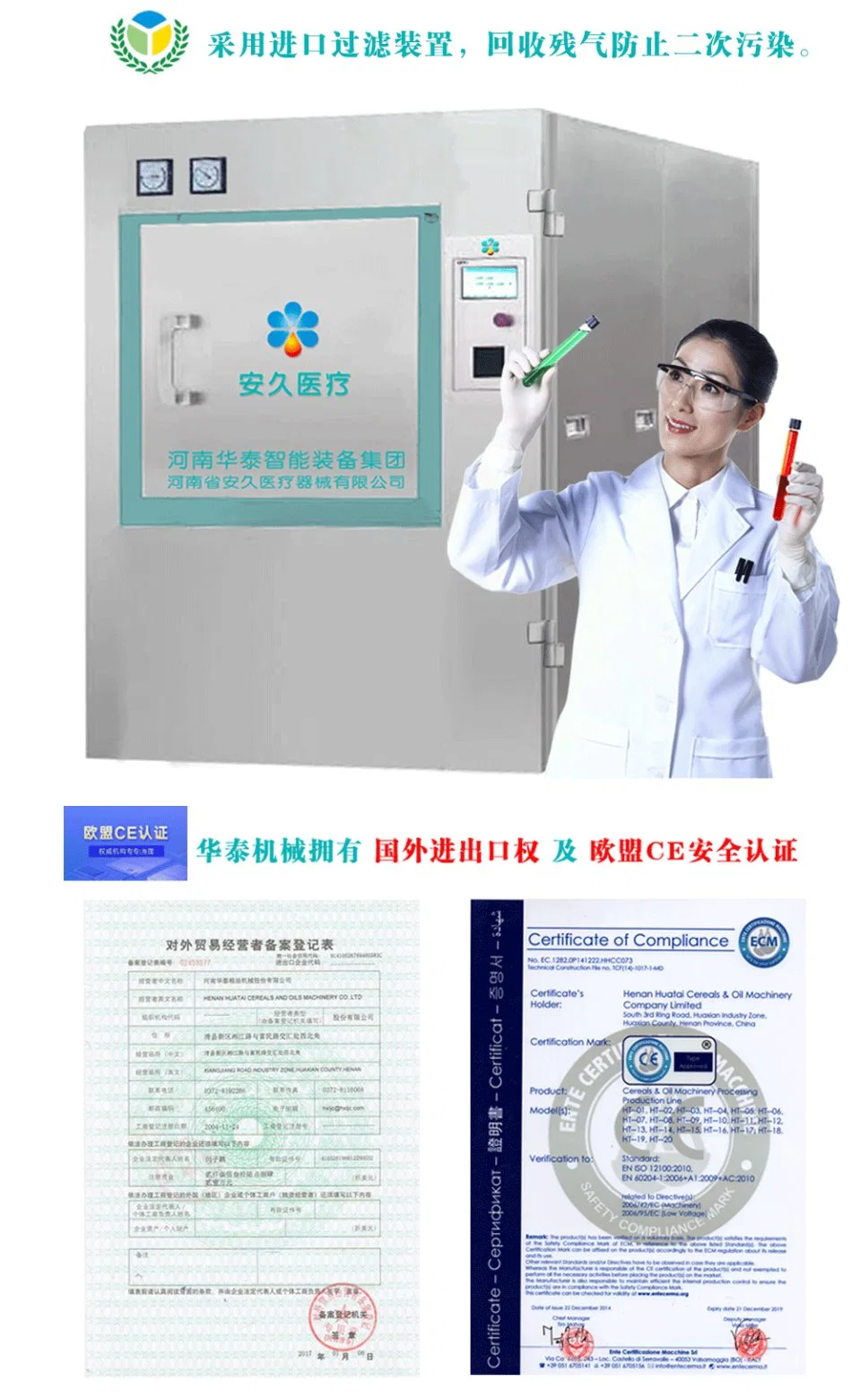 Full Automatic Medical and Industrial Ethylene Oxide Sterilizer Equipment Eto Gas Sterilizer for Gauze Sponges