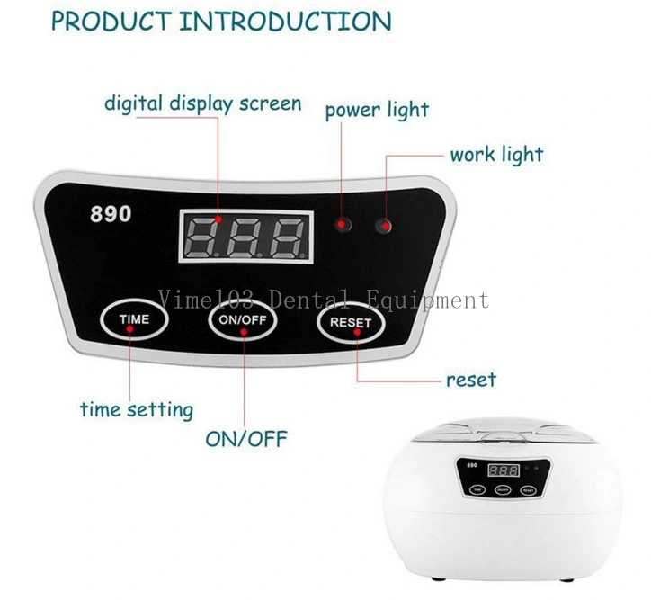 600ml Dental Digital Display Ultrasonic Cleaner Jewelry Stainless Steel Heater Timer