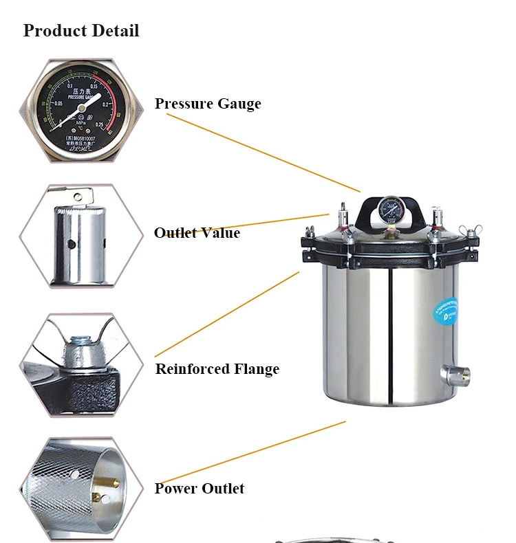 Low Price Medical Portable Autoclave Pressure Steam Sterilizer for Hospital