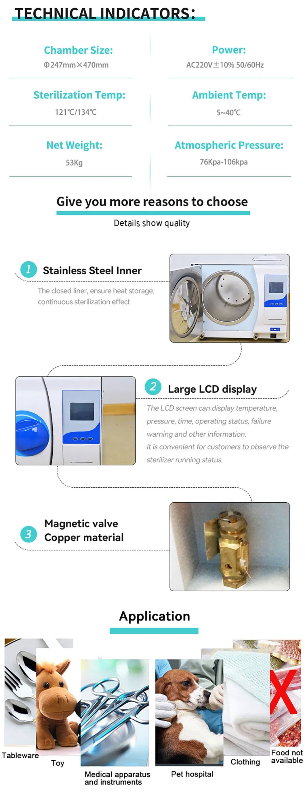 Biobase 12L 18L 24L 45L Laboratory Medical Dental Table Top Class N B S Autoclave Sterilizer