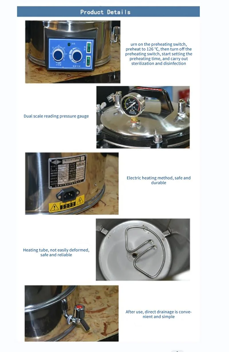 Portable Stainless Steel Pressure Steam Sterilizer Equipment for Both Coal and Electricity Use