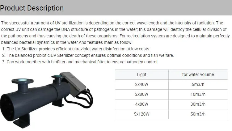 Crab Farming Filter Water Sterilization System UV Light Water Purification UV Sterilizer