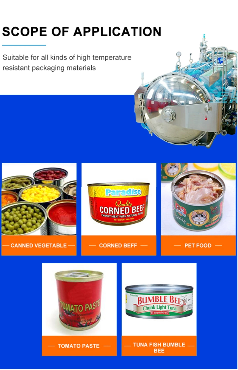 Automatic Food Industry Retort Machine Canning Meat Use Steam Autoclave Sterilizer for Commercial Food Thermal Processing