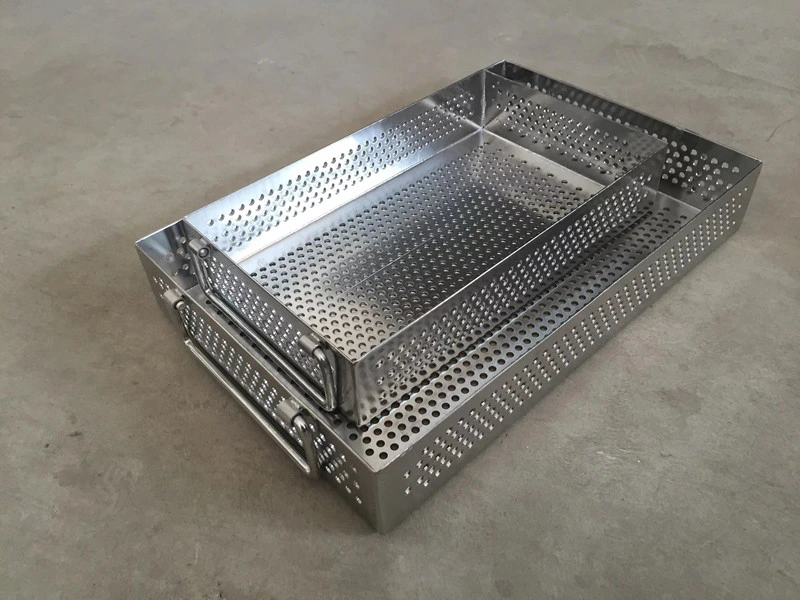 Retail Drop Handle Steam Gas Plasma Stainless Steel Mesh UV Portable Aluminum Perforated Sheet Smooth Medical Equipment Basket Sterilization Trays Endoscope Box