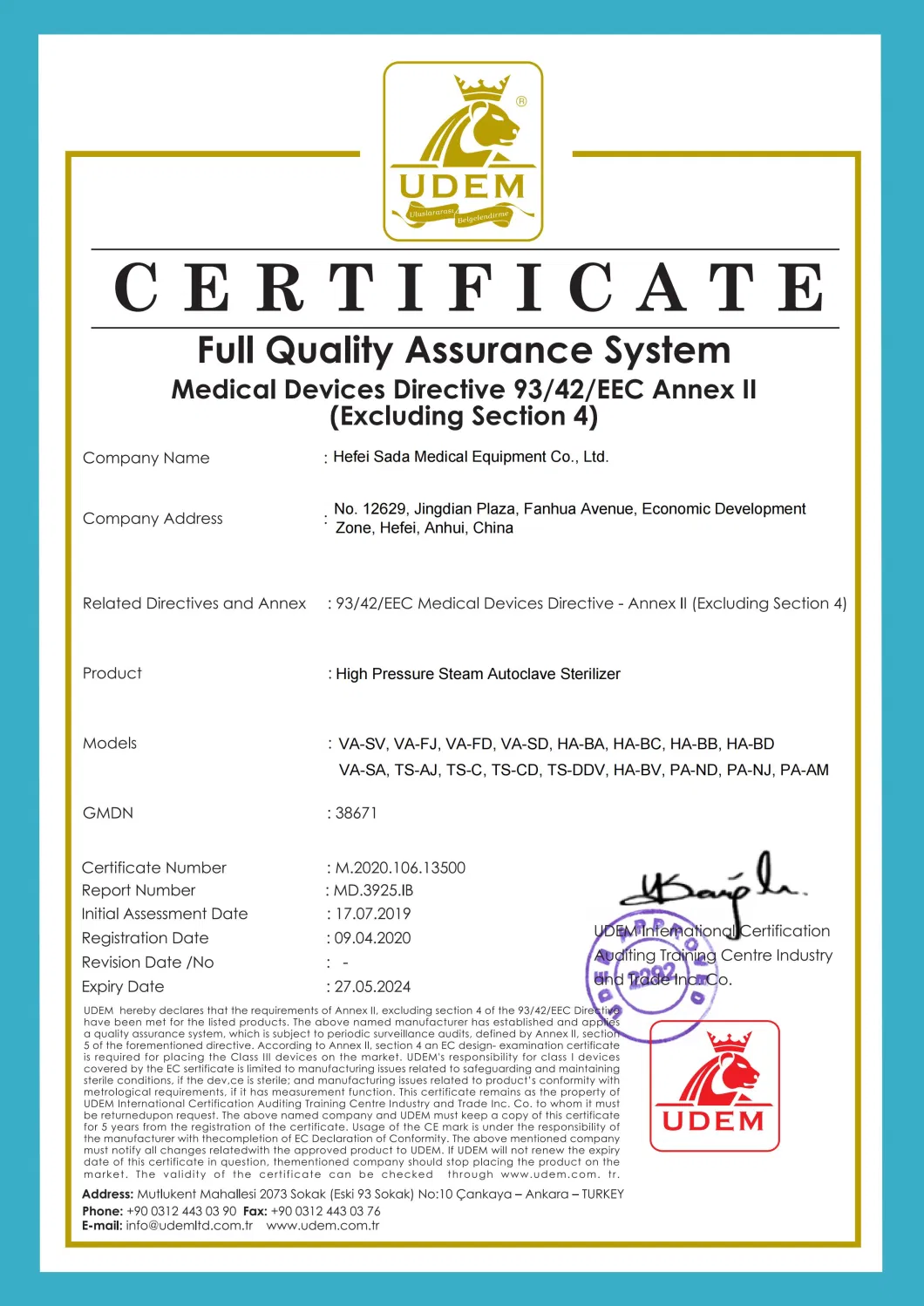 ISO Certificate Horizontal Steam Sterilizer Medical Autoclave Machine