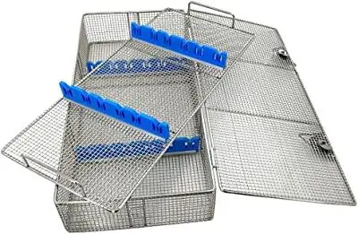  Edelstahl Drahtgitter Aluminium perforierte Blechbehälter UV-Sterilisator Korb Desinfektionsmittel Glatte Blaue Silikon Sterilisationskassetten Tabletts Endoskop Box