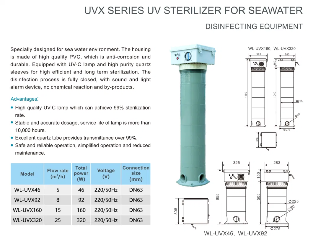 High Efficient and Long Term Sterilization Disinfection UV Sterilizing Equipment