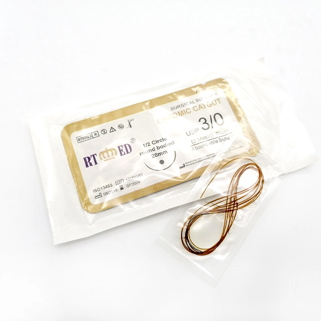 Medical Absorbable Surgical Chromic Catgut /Palin Catgut Suture with Needle CE ISO