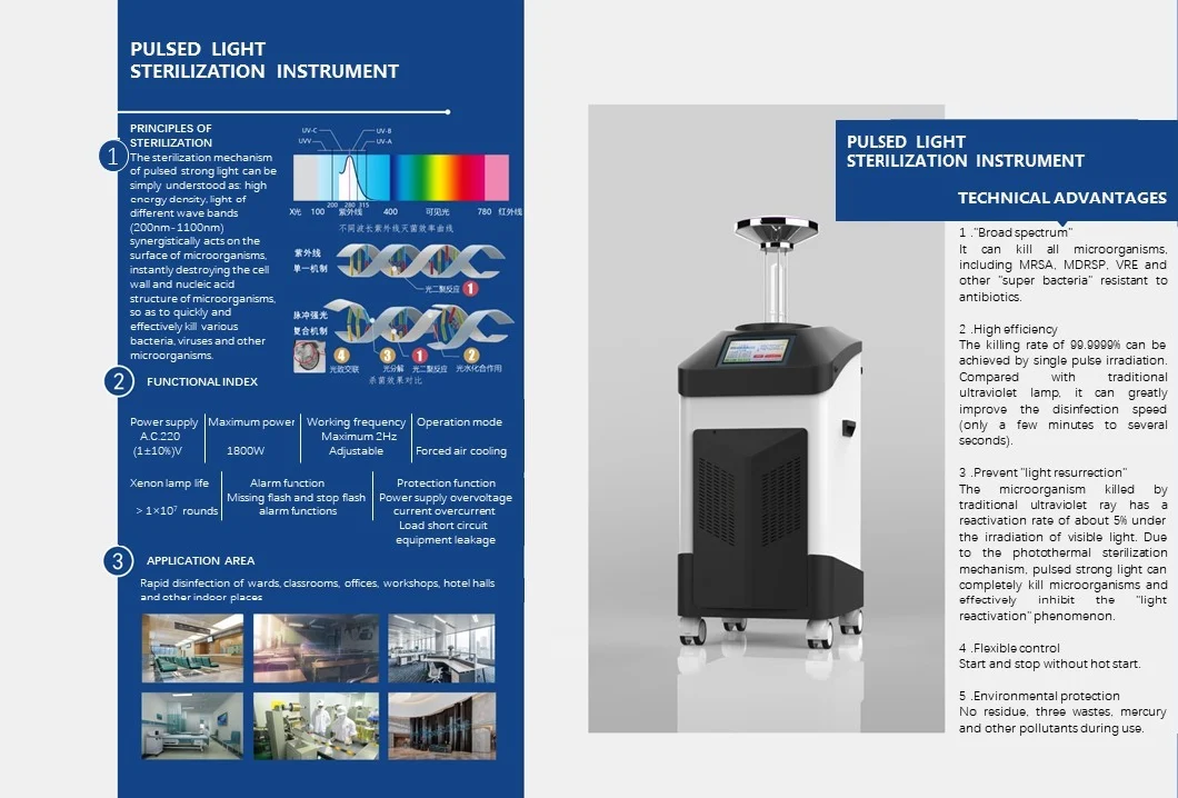 Full Automatic Light Pulse Itinerant Sterilization Disinfection and Sterilization Robot/Sterilization Machine