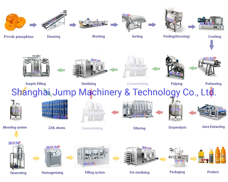 Pumpkin Processing Line 2 Ton/H Cooked and Homogenized Pumpkin Puree Processing Line Machine