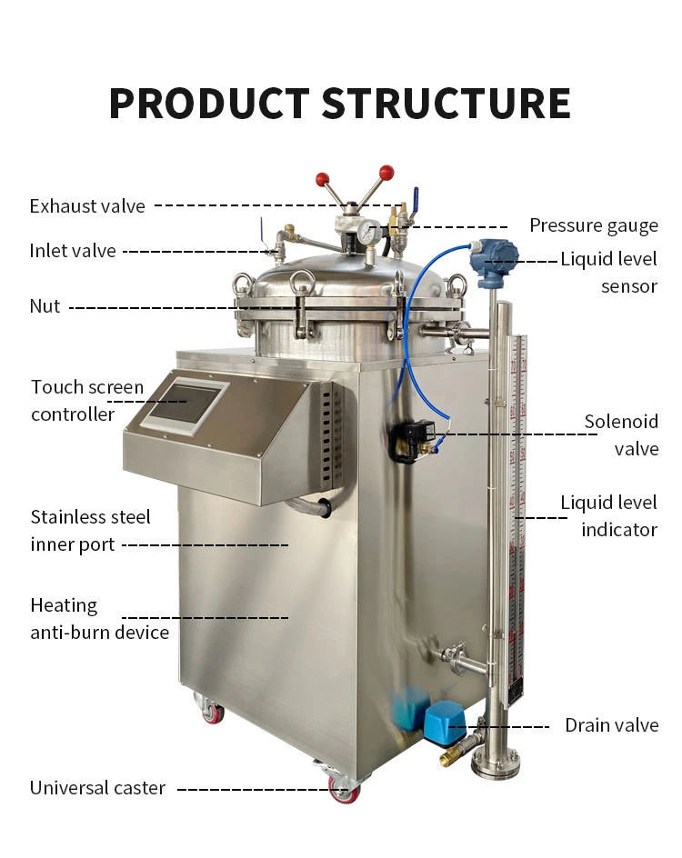 Food Retort Machine Autoclavable Mushroom Sterilizer Autoclave Steam Sterilizer