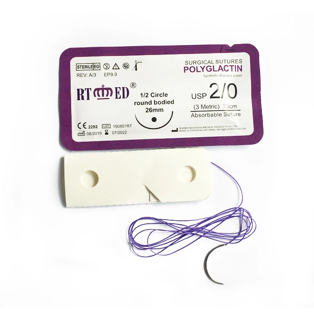 OEM Brand Synthetic Absorbable Medical Surgical Suture Polyglycolic Acid PGA with Needle